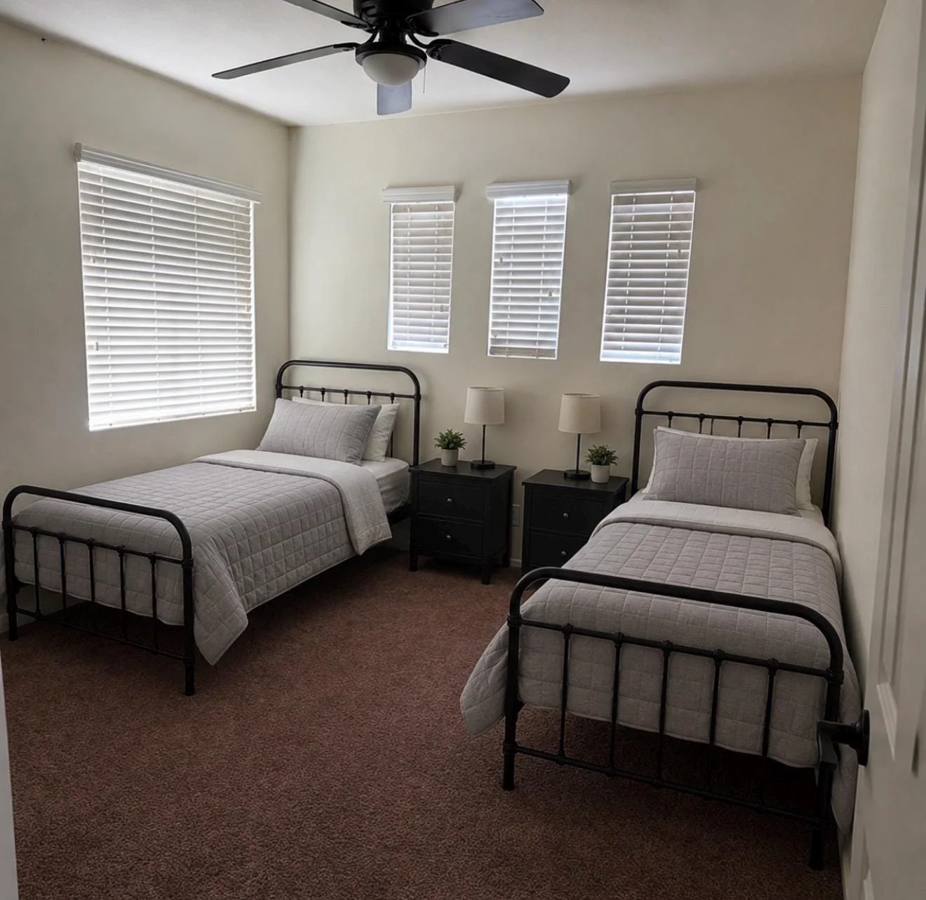 Furnished room in a transitional home